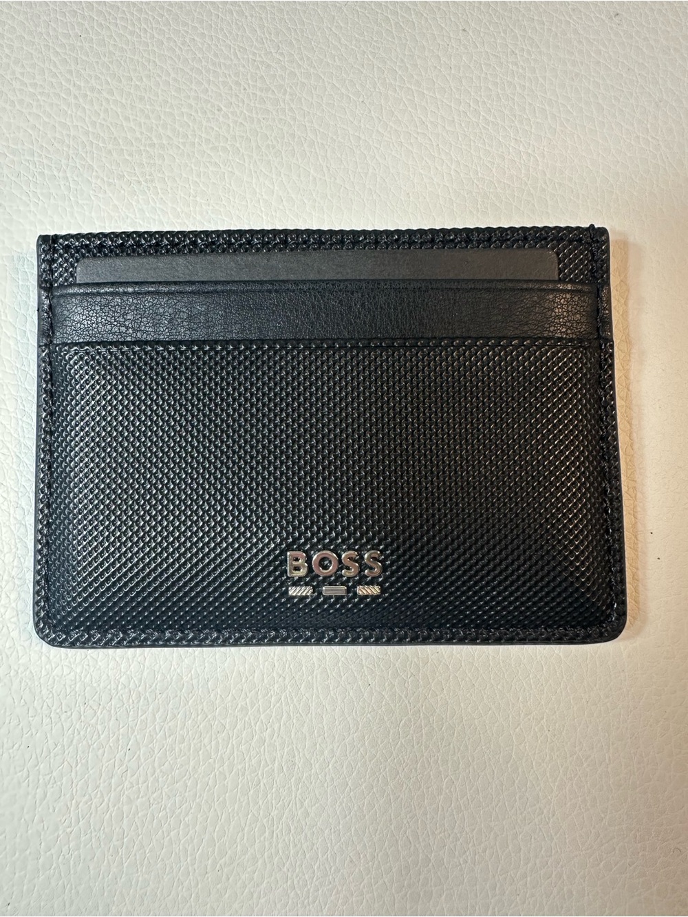 NEW Men’s Boss Jinko Black Textured Leather Card Case